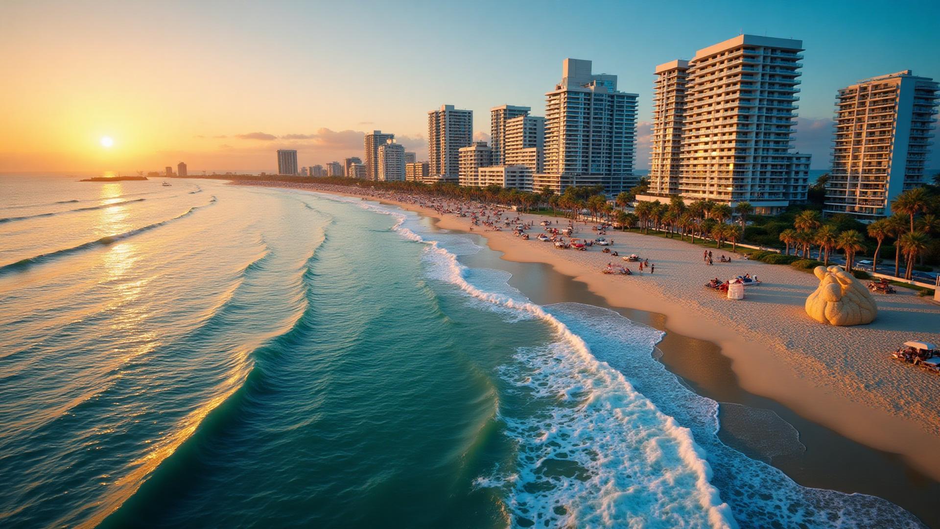 Punta del Este aerial view at sunset